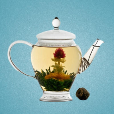 Flowering tea in a teapot