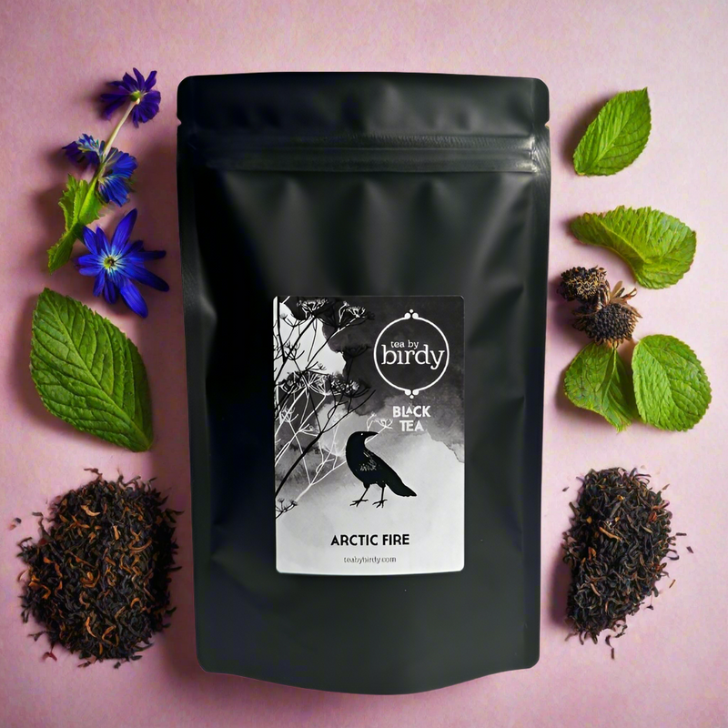 Arctic fire tea with background of mint