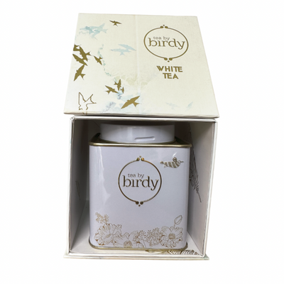 white tea and rose in tin in giftbox