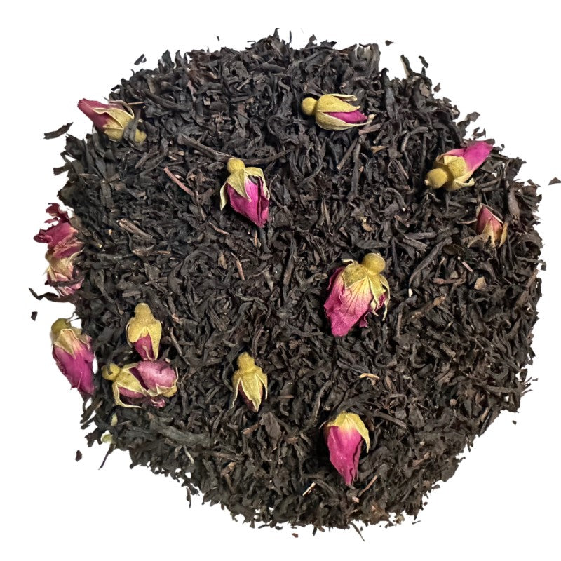 assam vanilla tea with rose loose leaf tea
