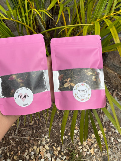 pink packets of mothers day tea