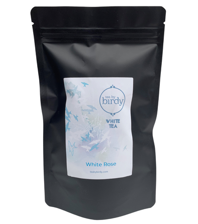 White tea with rose petals loose leaf tea - Pai mu dan - packaging