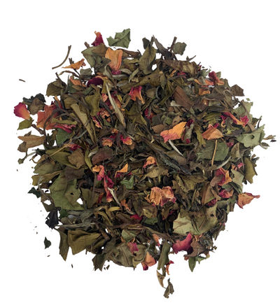 White tea with rose petals loose leaf tea - Pai mu dan